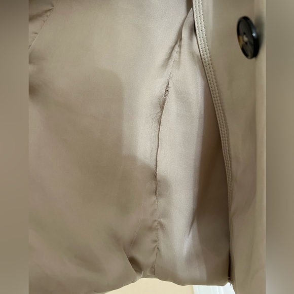 Zara khaki beige trench coat short with zipper hood US size Medium EUR M - Picture 8 of 11